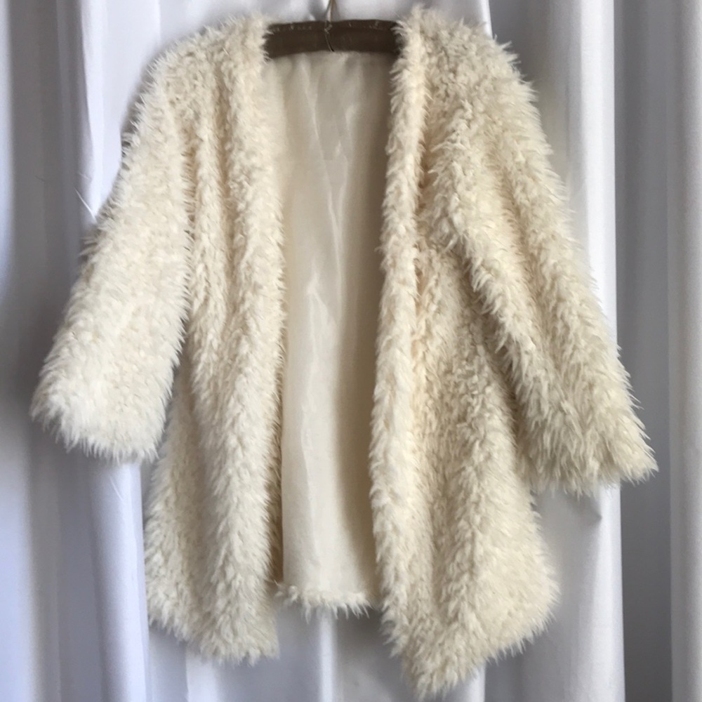 Faux off white fur soft jacket
